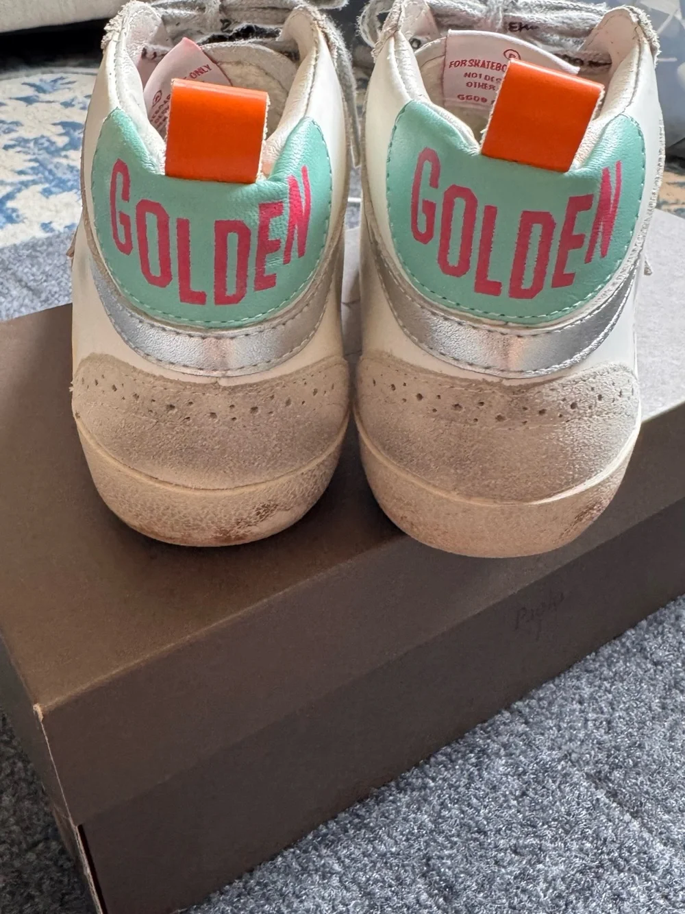 Golden Goose Mid Star High Top Sneakers White Silver Glitter EU 38 Distressed - Picture 3 of 10